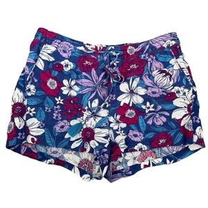 Hatley Linen Shorts Summer Elastic Drawstring Waist Floral Resort Wear Casual